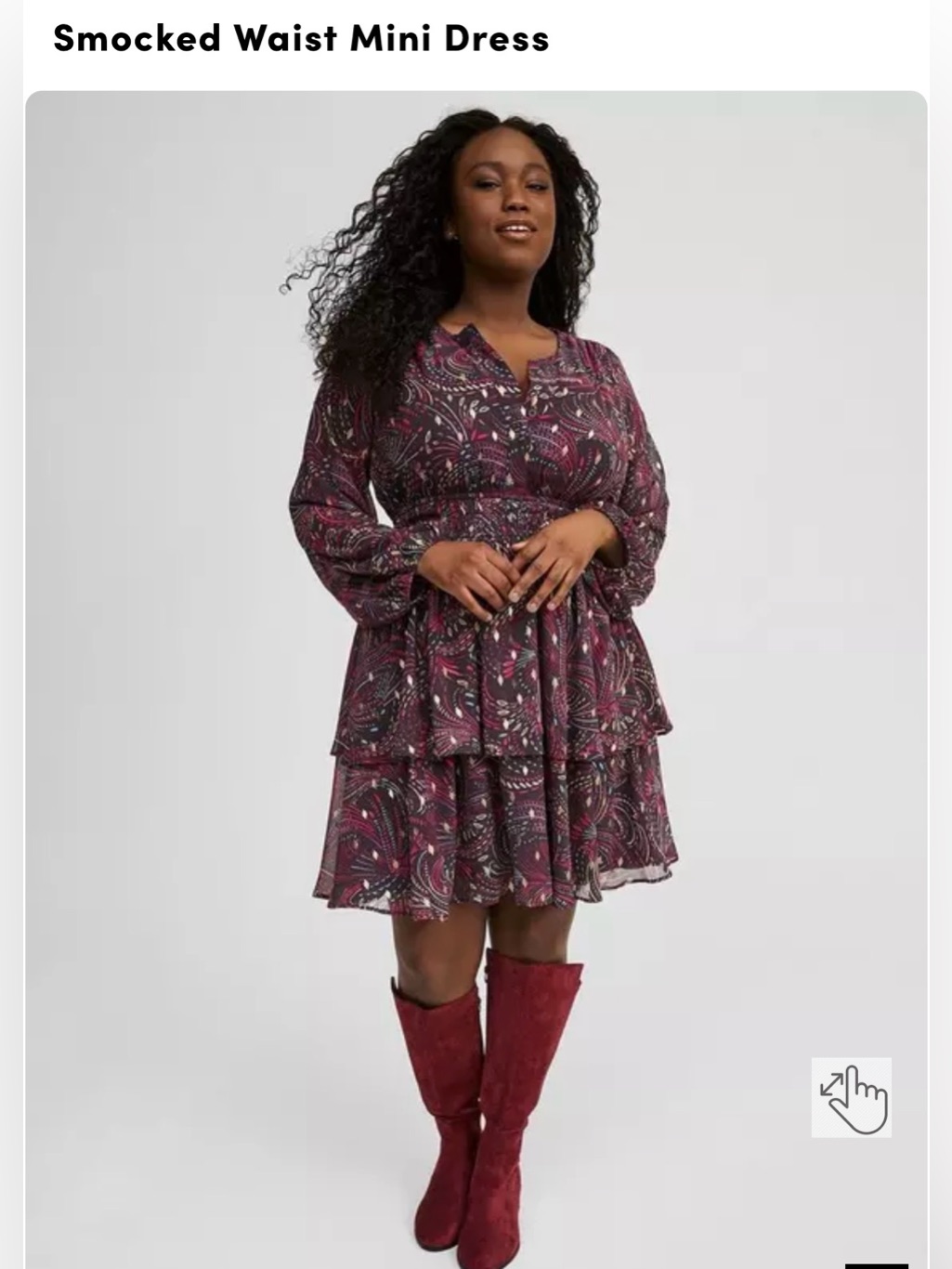 Torrid Burgundy Paisley Smocked-Waist Mini Dress